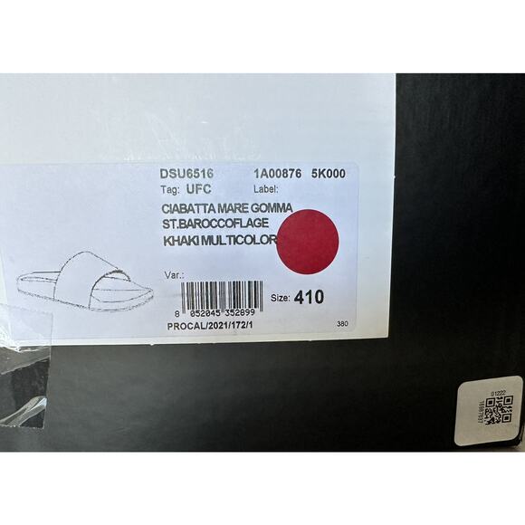 Versace Baroccoflage Slides Sandals Khaki 8 US (41 Euro) IT DSU6516 NIB $395 - Picture 11 of 11